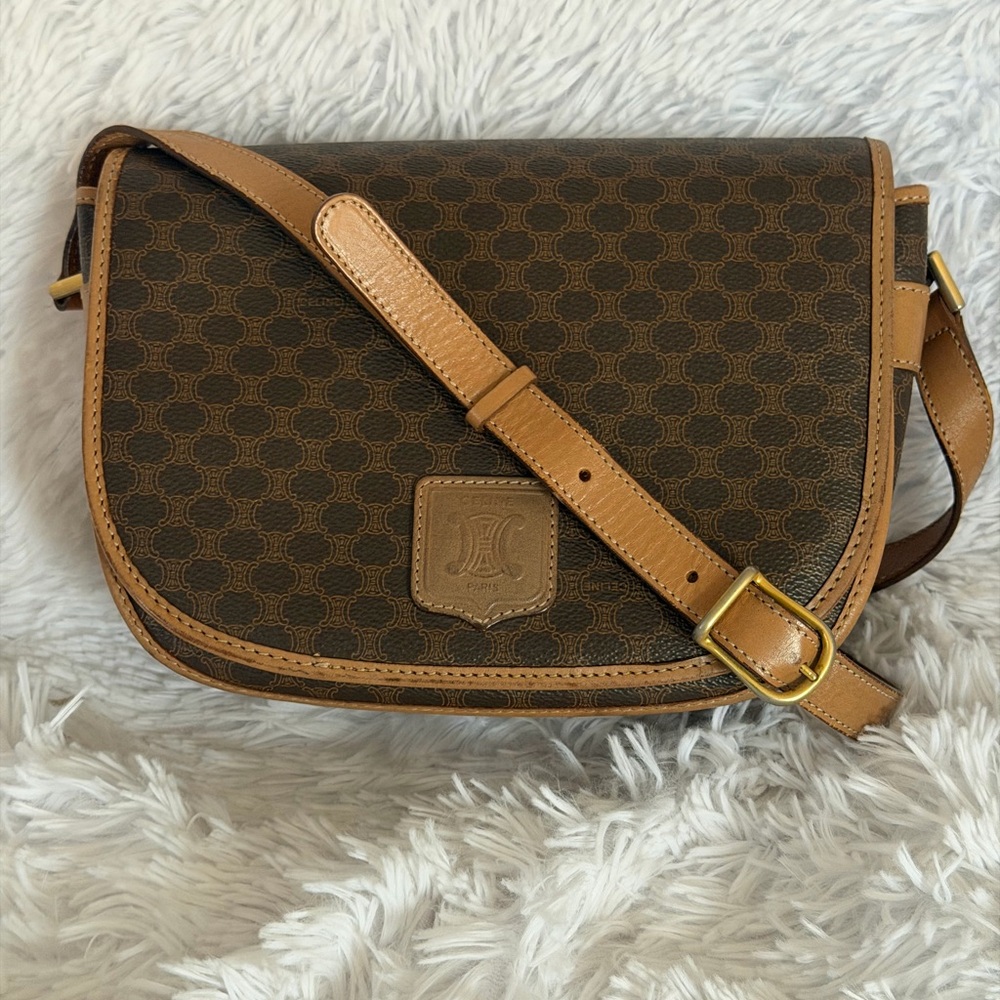 💝Celine Macadam Brown Patterned Shoulder Bag